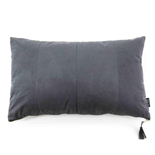 Snugg Harmaa vakosamettityyny kultaisella vetoketjulla, 40x60
