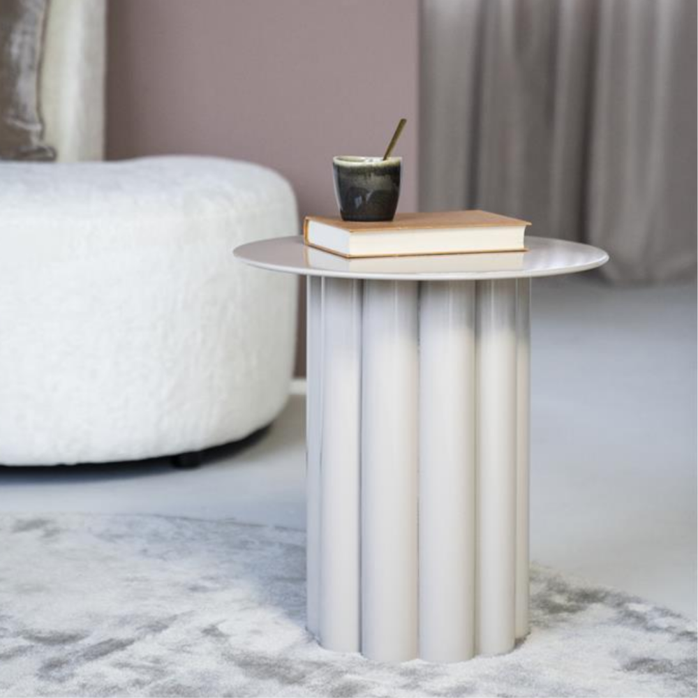Olympa pyöreä metallipöytä beige